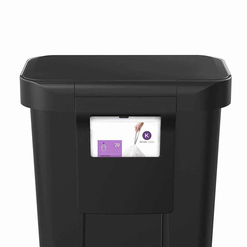 45 Litre Rectangular Step Trash Can Black Plastic I11224
