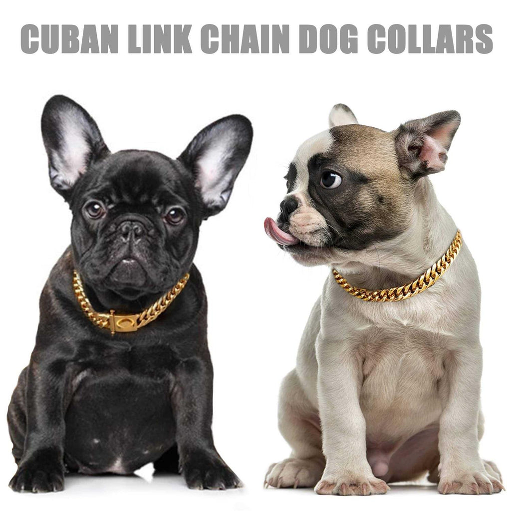 Gold Chain Dog Collar 16MM Cuban Link with Snap Buckle J321