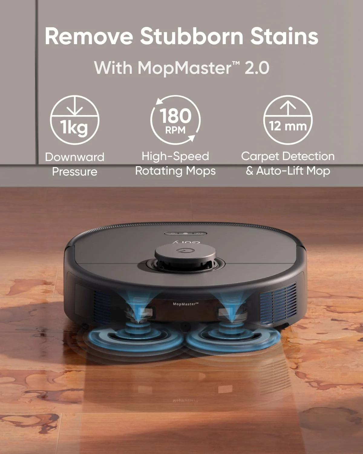 Robot Vacuum and Mop with 8,000 Pa Suction, Dual Mops with 12 mm Auto-Lift, AI Obstacle Avoidance V80170