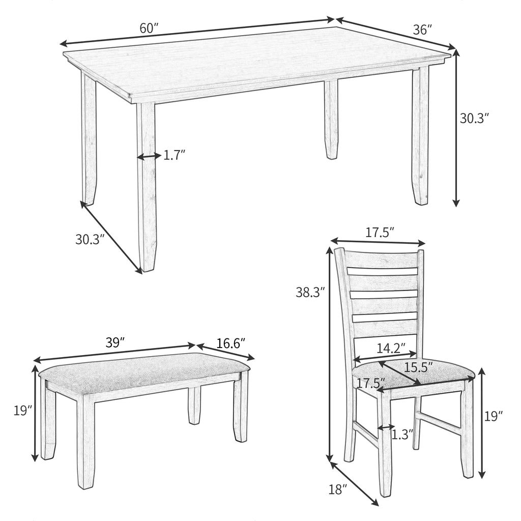 Rustic Wood Dining Set Set Of 6 Gray C63328