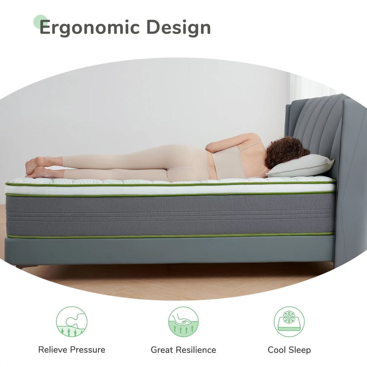 10" Memory Foam Pocket Spring Hybrid Mattress California King Size L65884