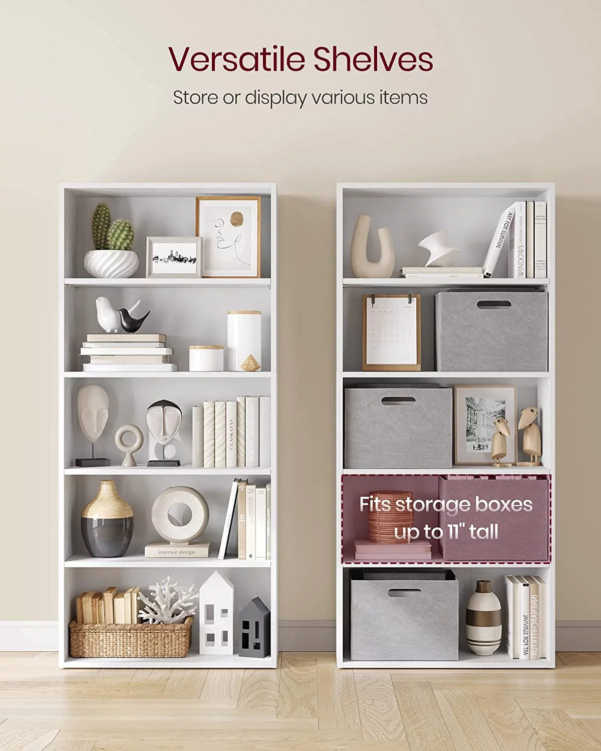 5-Tier Open Bookcase White Q460