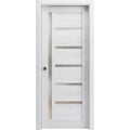 Nordic White Solid Wood Sliding French Pocket Door with Frosted Glass X95532