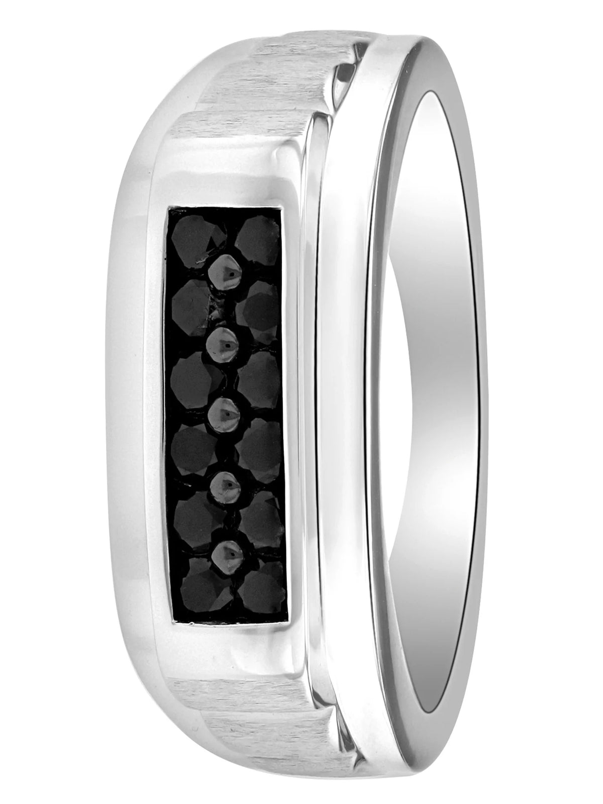 High Polish Black Diamond Sterling Silver Ring N5624