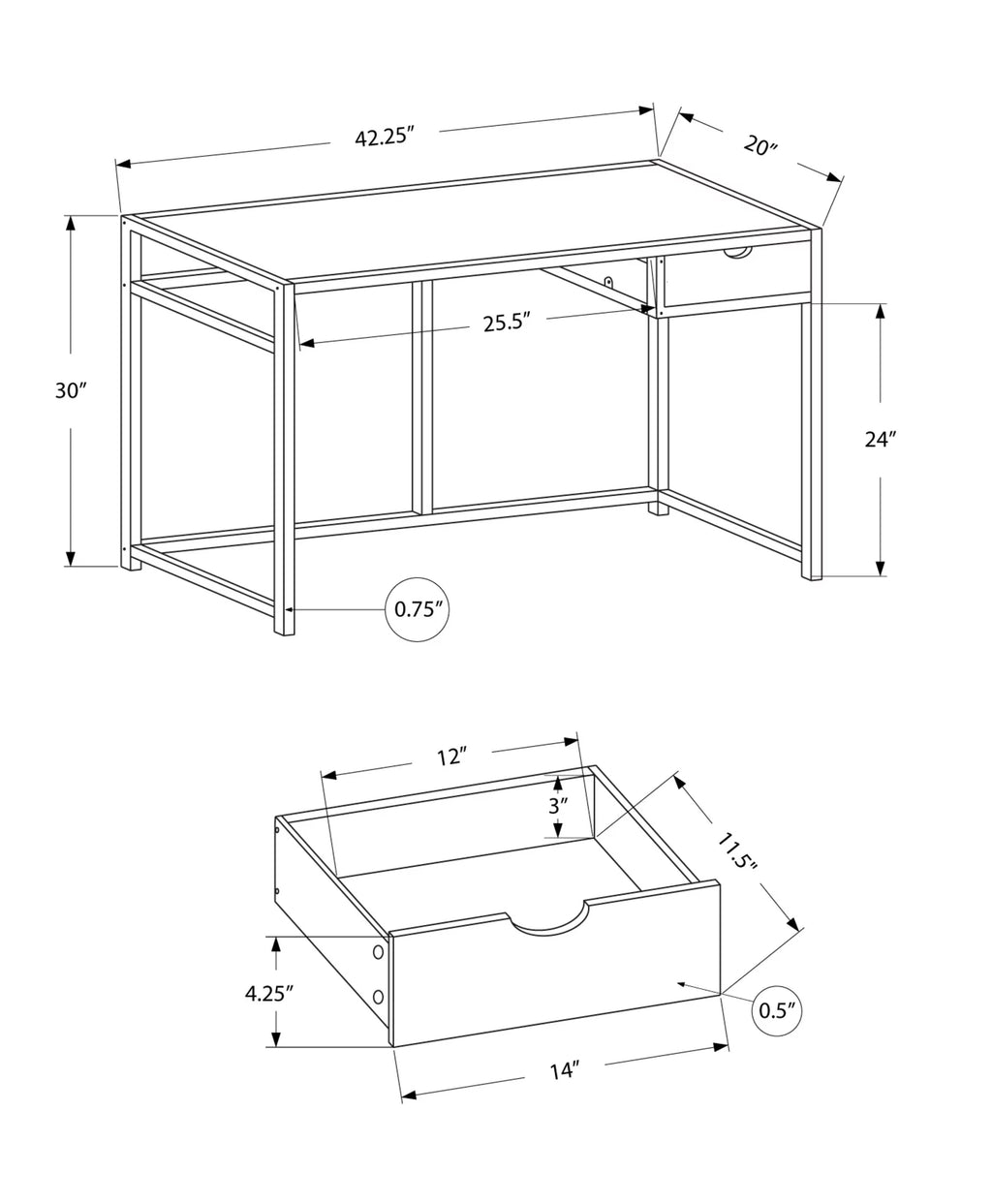 Brown Laminate Computer Desk with Storage Drawer Q8777
