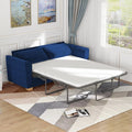 Blue Velvet Pull Out Sofa Bed with Foam Mattress O743