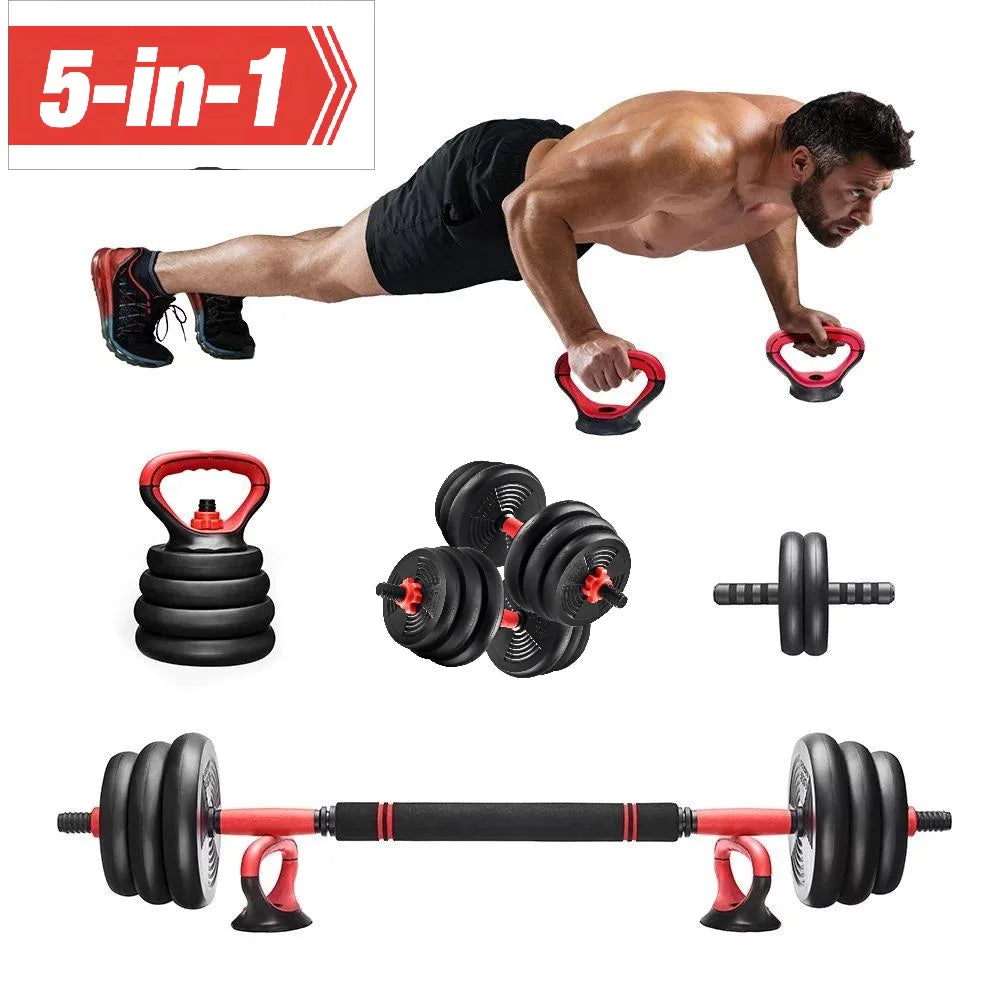 5 in 1 Adjustable Dumbbell Barbell Kettlebell Set 40LB P3180