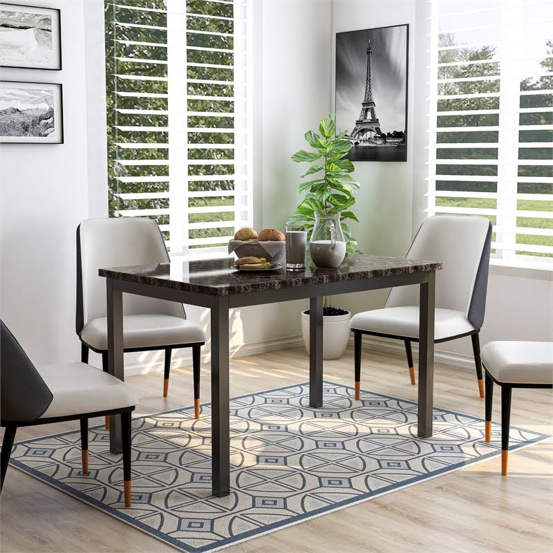 Faux Marble Top Dining Table in Black R55712