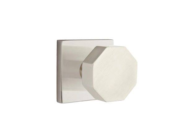 Octagon Knob Passage Set, Square Rosette Flat Black L565