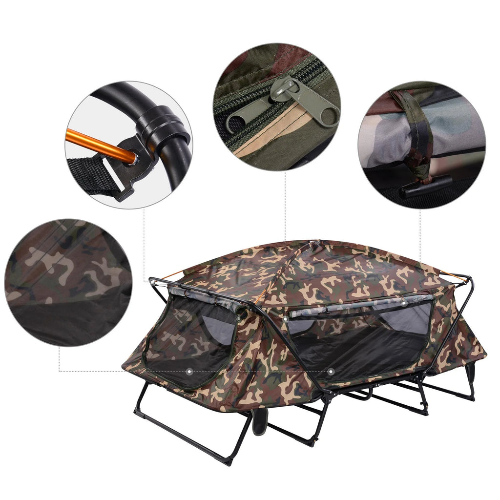 Camouflage Double Tent Cot with Rain Fly Bag L67288