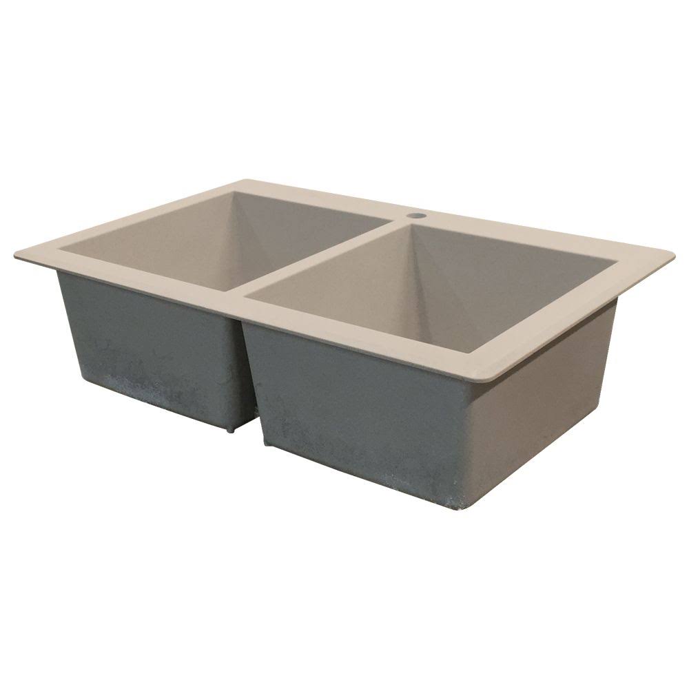 Cafe Latte Double-Basin Granite Drop-in Kitchen Sink Z18298