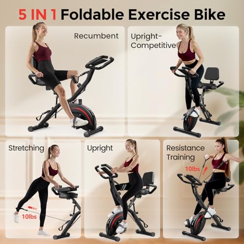5 IN 1 Folding Exercise Bike with 6.6 LBS Flywheel Y4585