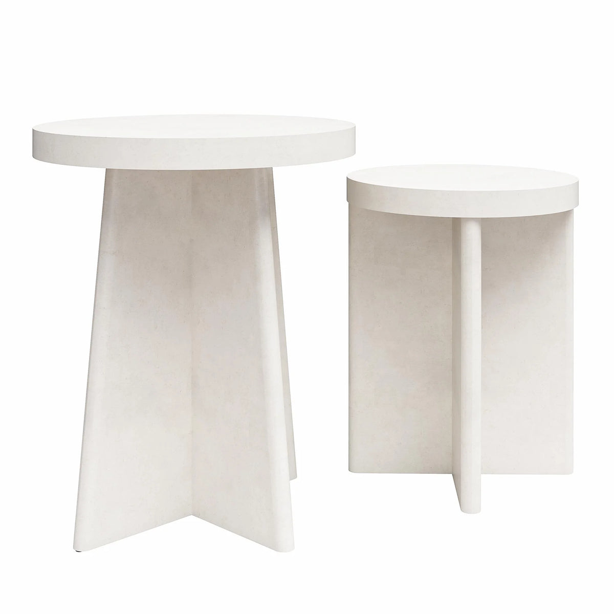 Round End Tables, Set of 2, Plaster Y514