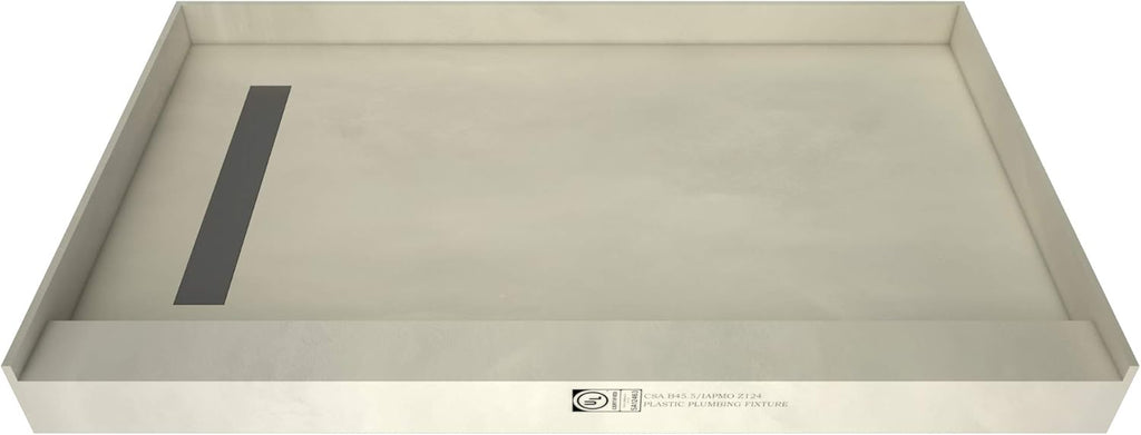 48" D x 72" W Shower Pan with Polished Chrome Trench D972