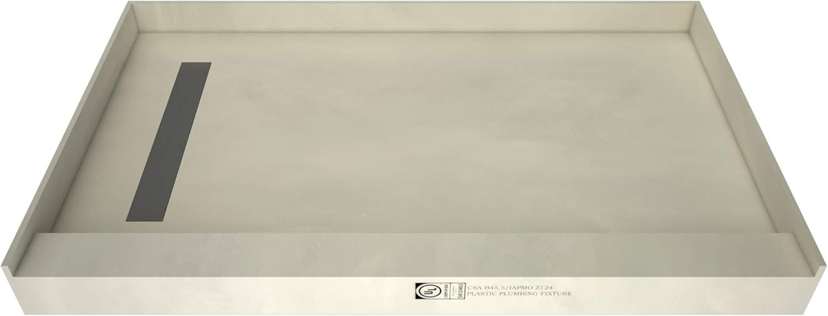 48" D x 72" W Shower Pan with Polished Chrome Trench D972