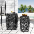 Black Metal Outdoor Side Tables, Set of 2 D6749