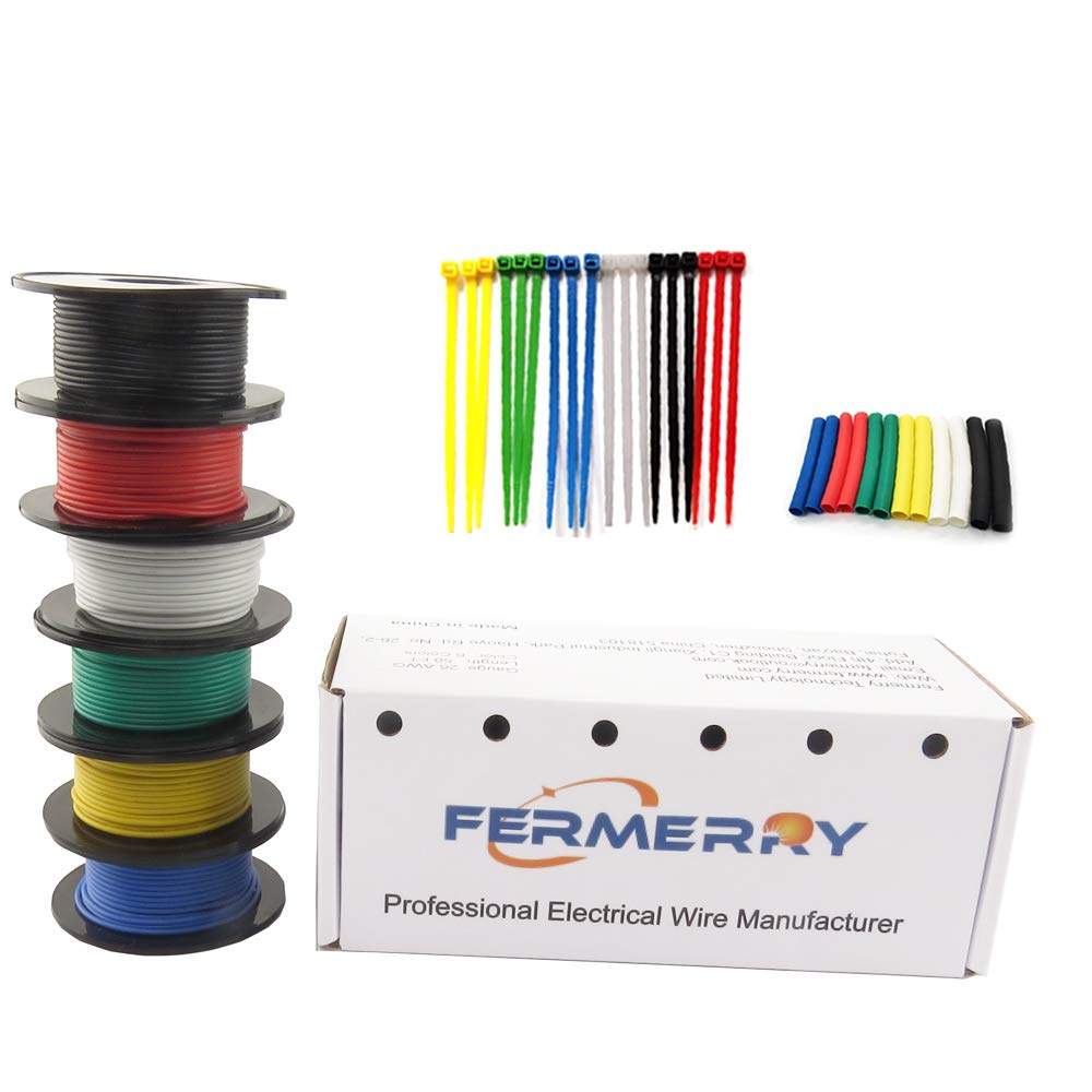 16 Gauge Silicone Stranded Wire Tinned Copper 6 Colors 50ft Each 16AWG Pack of 2 M6003