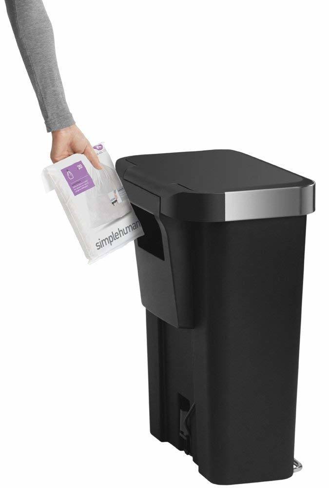 45 Litre Rectangular Step Trash Can Black Plastic I11224