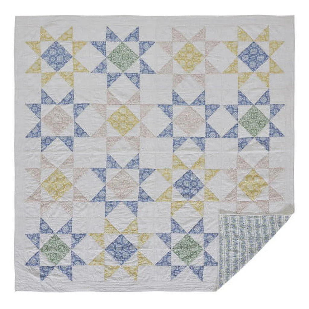 Twin Blue & Green Reversible Patchwork Quilt J572