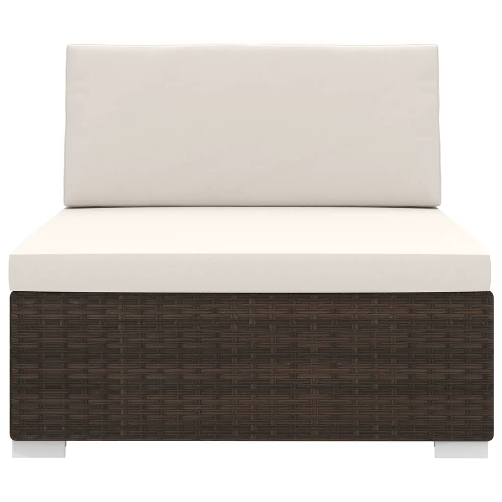Brown Poly Rattan Sectional Middle Seat with Cushions M39189