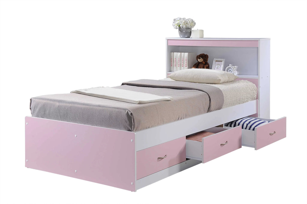 Black Twin-Size Captain Bed with 3 Drawers and Headboard Z1196