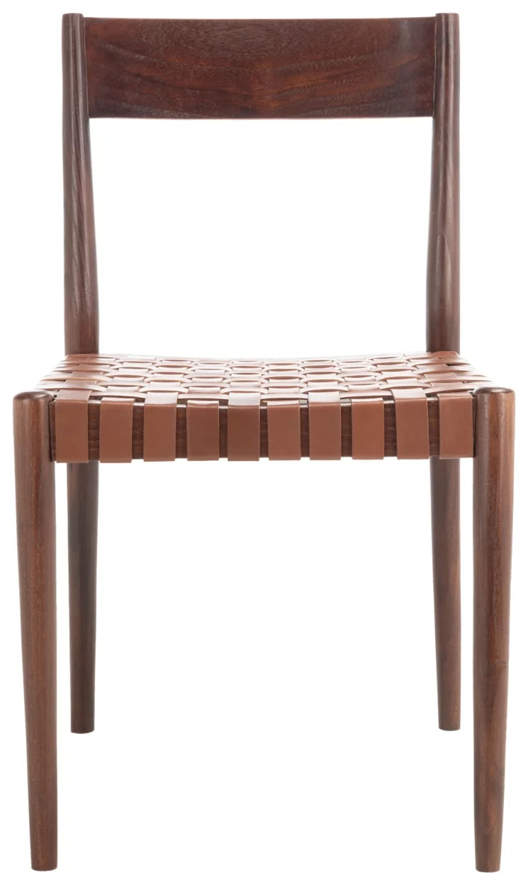 Cognac Brown Leather Dining Chair Set of 2 U3064