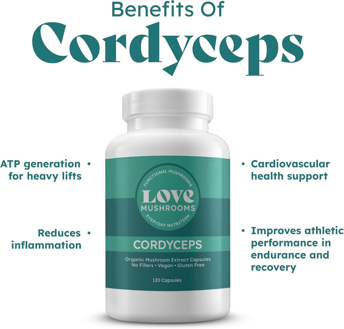 Organic Cordyceps Mushroom Extract Capsules, 120 Count W456