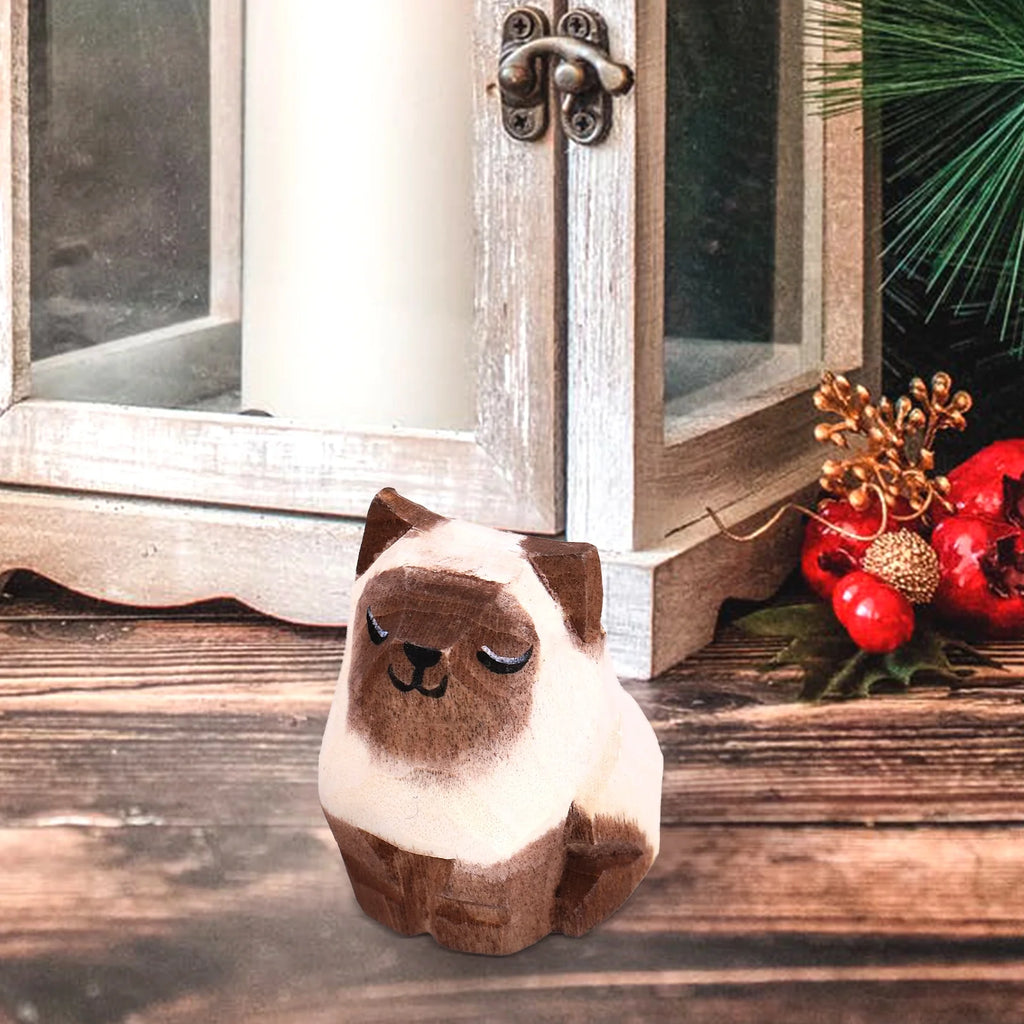 Desktop Wooden Cat Ornament B7452