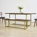 Acacia Wood Bench with Brass Legs O838921