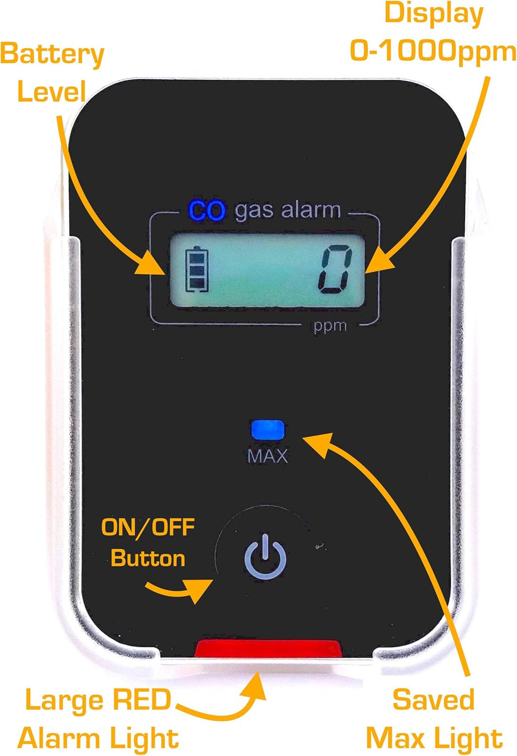 Carbon Monoxide CO Detector 9ppm Alarm Metal Body 2oz Z113483