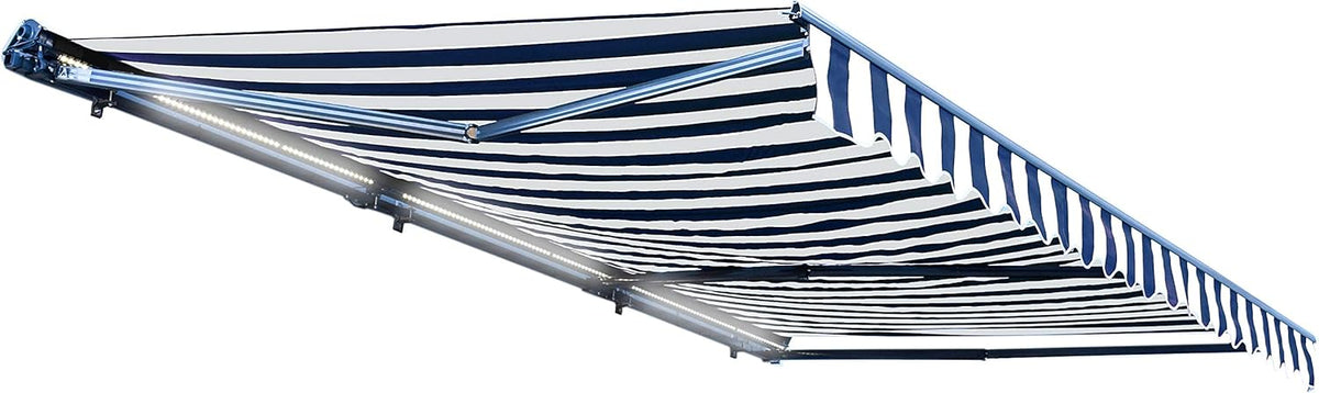 Retractable 16x10 Feet Motorized LED Patio Awning, 100% Polyester Canopy, Green U723449