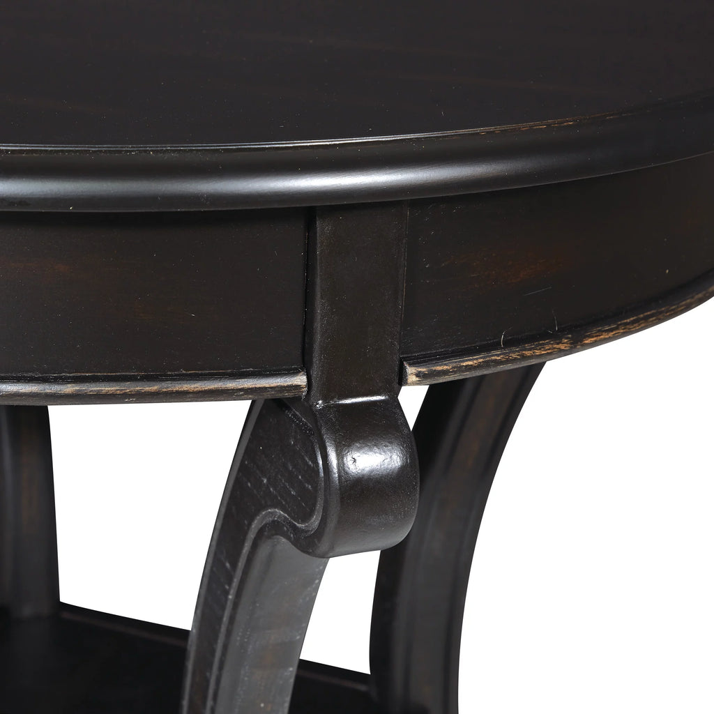 Antique Black Wood Accent Table T591