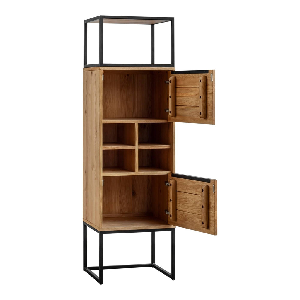 Brown Natural Oak Tall Bar Cabinet Z45278