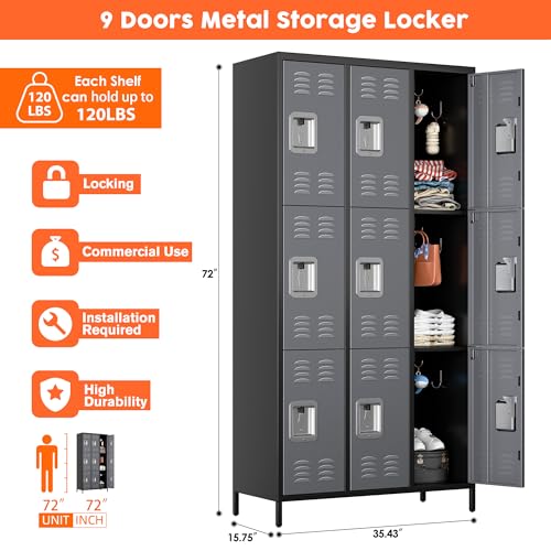Metal Locker with 9 Doors T135