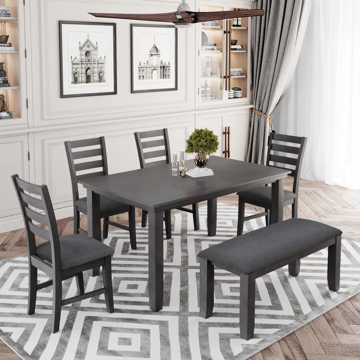 Rustic Wood Dining Set Set Of 6 Gray C63328
