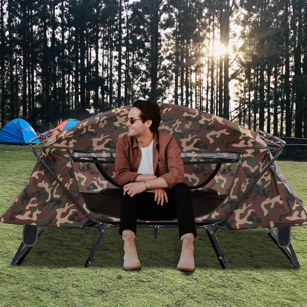 Camouflage Double Tent Cot with Rain Fly Bag L67288