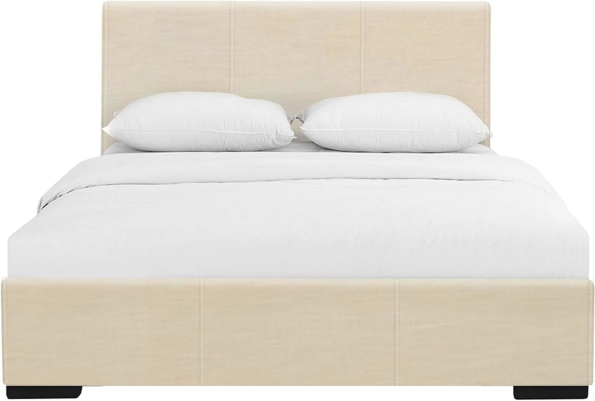 Beige Upholstered Platform Bed Frame Full U89356