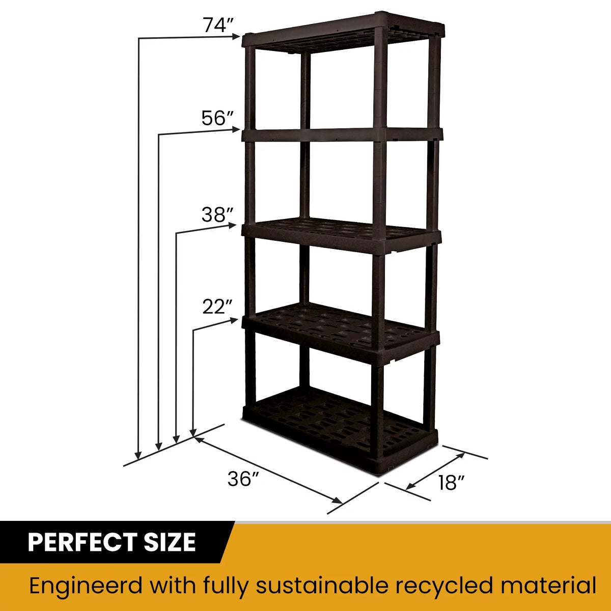 5-Tier Shelving Unit, Black, Pack of 4 G13041