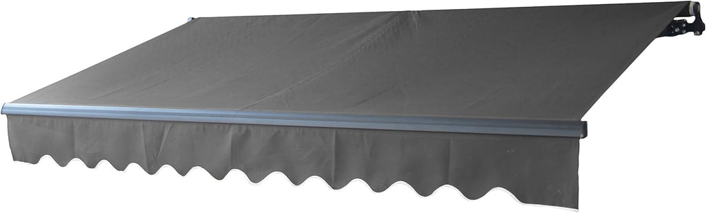 Retractable 16x10 Feet Motorized Black Frame Patio Awning, 100% Polyester Canopy, Blue/White Stripes O763