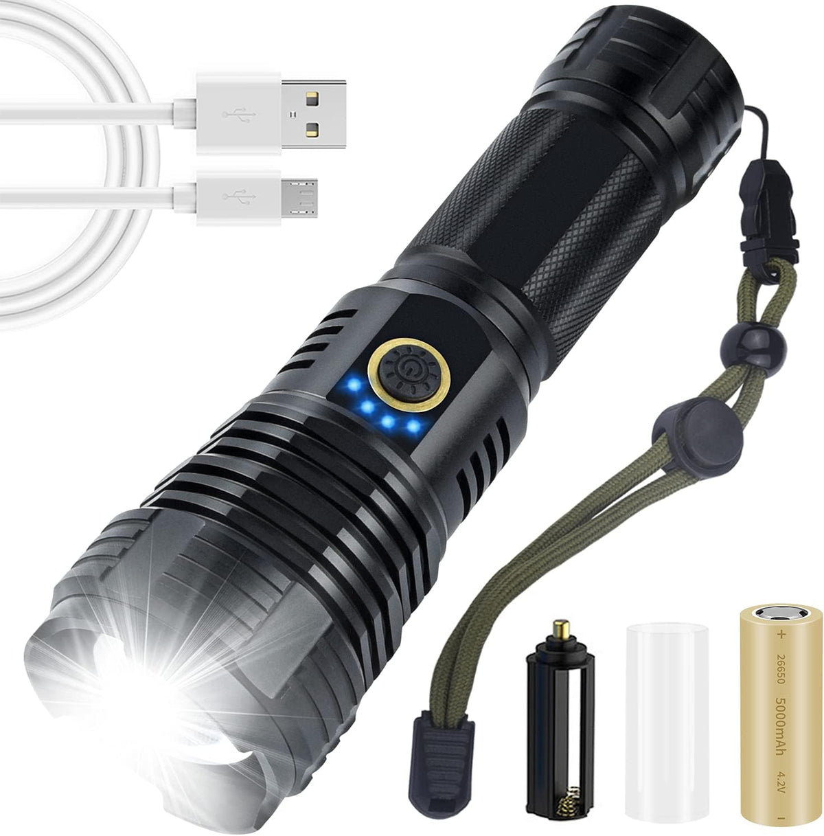 Rechargeable LED Tactical Flashlight with 26650 Battery E702752