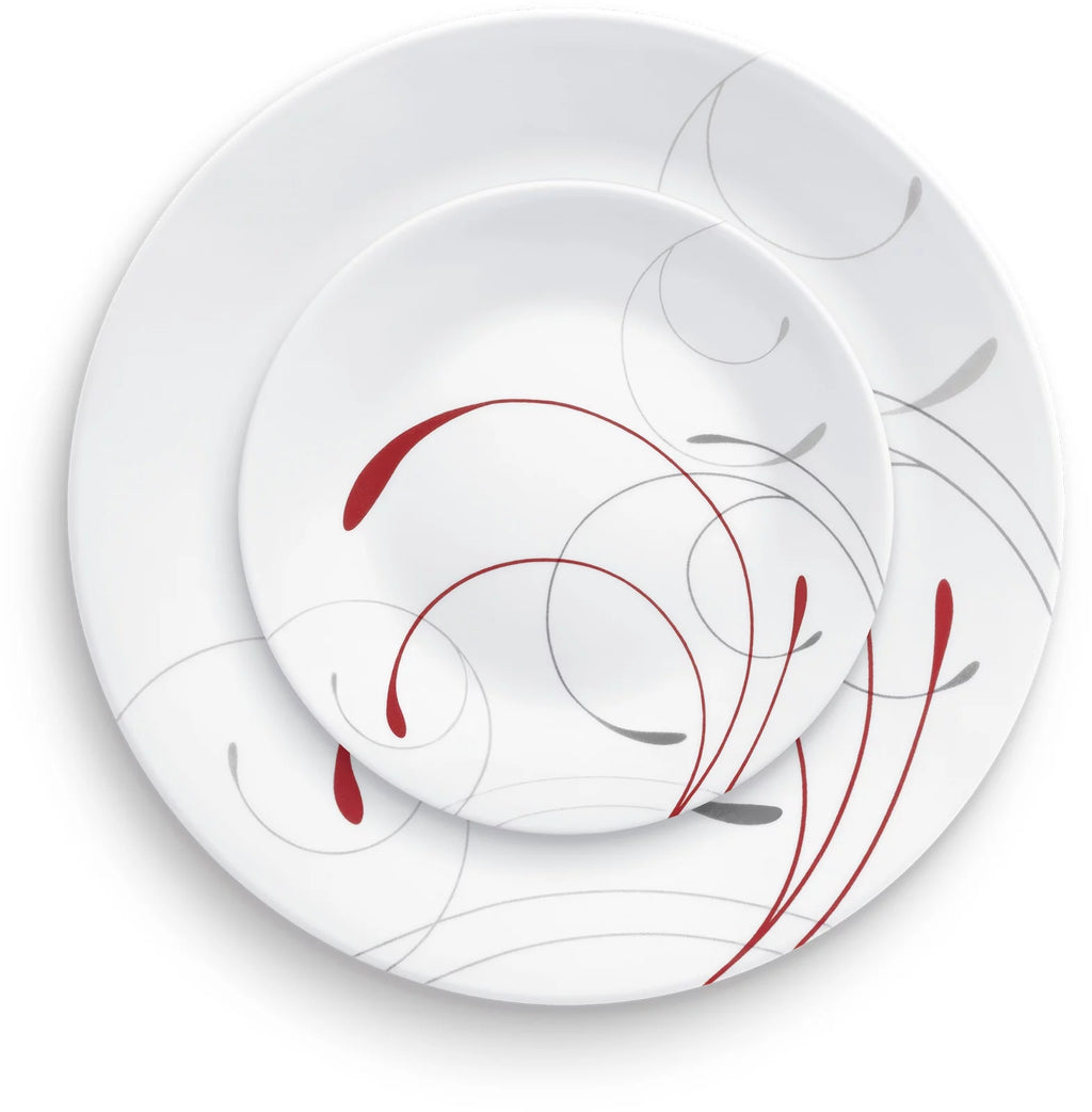 White and Red 12-Piece Dinnerware Set N8706