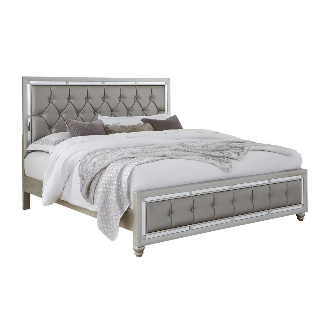 Silver Tufted Full Bed F61712