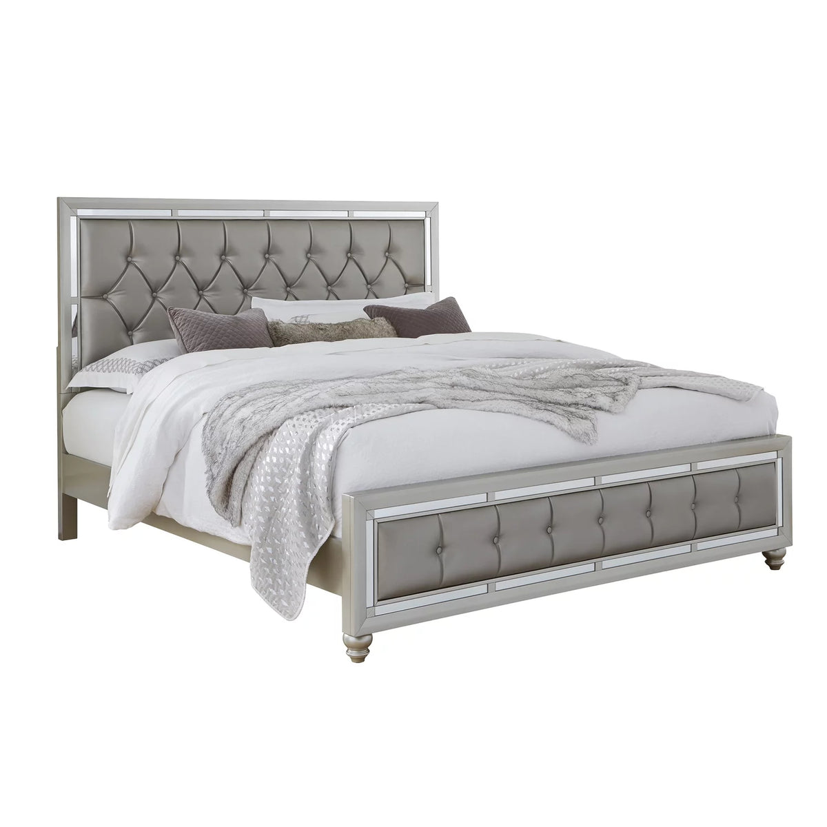 Silver Tufted Full Bed F61712