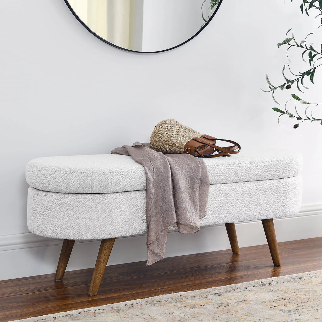Oval Storage Bench with Rubber Wood Legs C3363