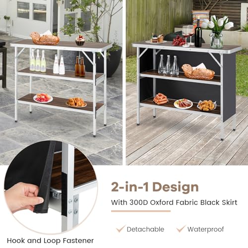 Brown Portable Bar Table with Carrying Bag Y768286