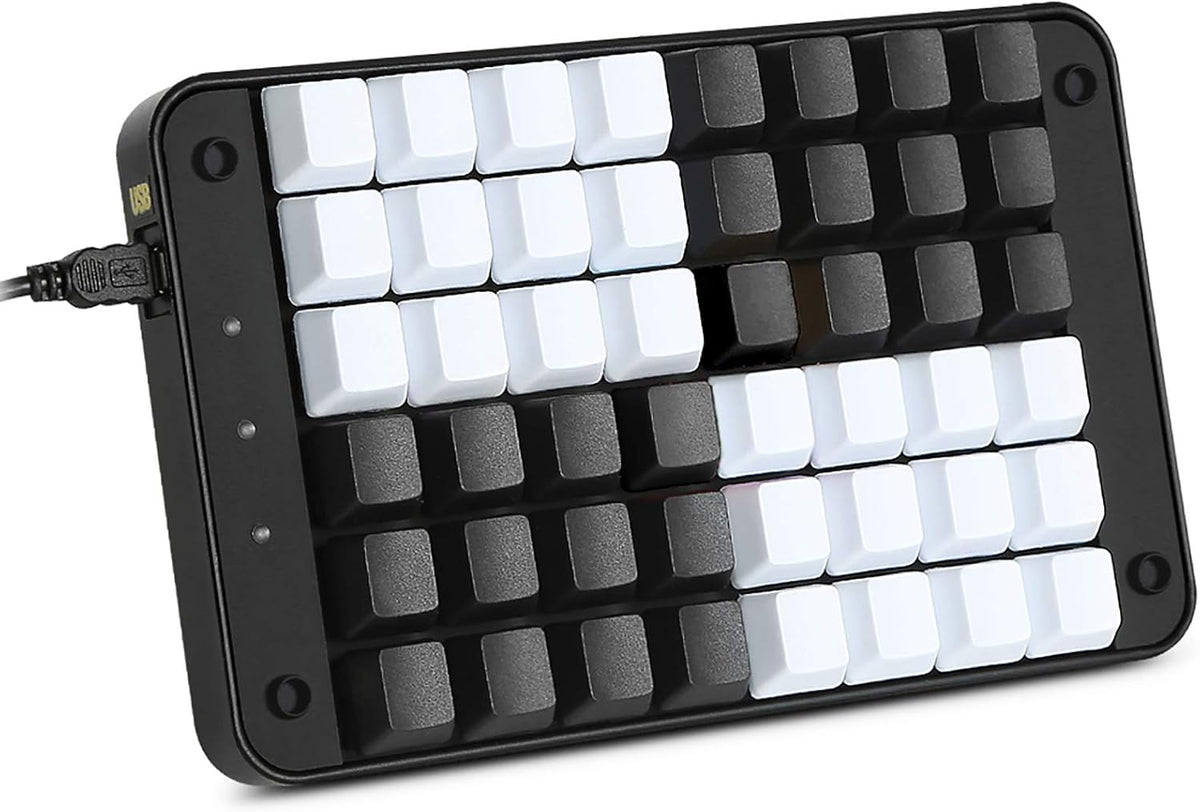 Single-Handed Programmable Mechanical Keyboard with Cherry MX Red Switch, 48 Programmable Keys, 8 Macro Keys, PBT Keycaps P8657