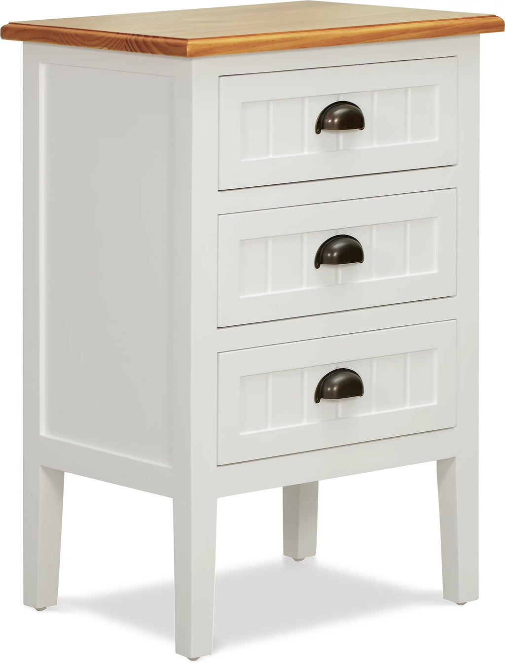 White 3 Drawer Solid Wood End Table I116