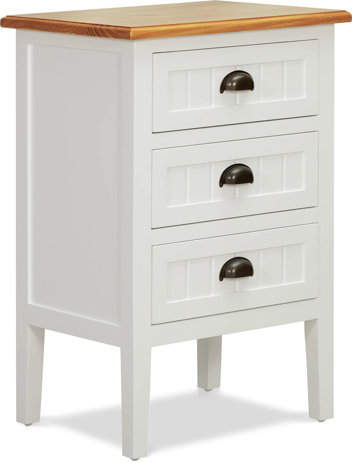 White 3 Drawer Solid Wood End Table I116
