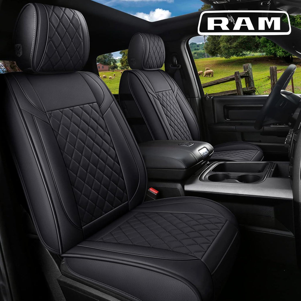 Black Leather Truck Seat Covers Full Set O20585