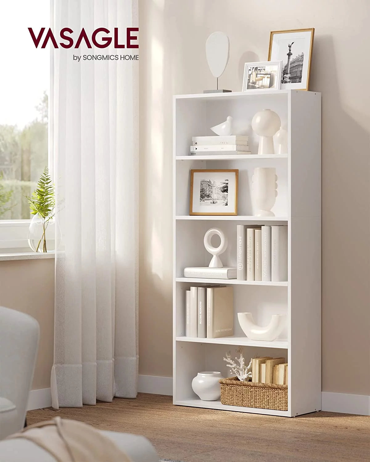 5-Tier Open Bookcase White Q460